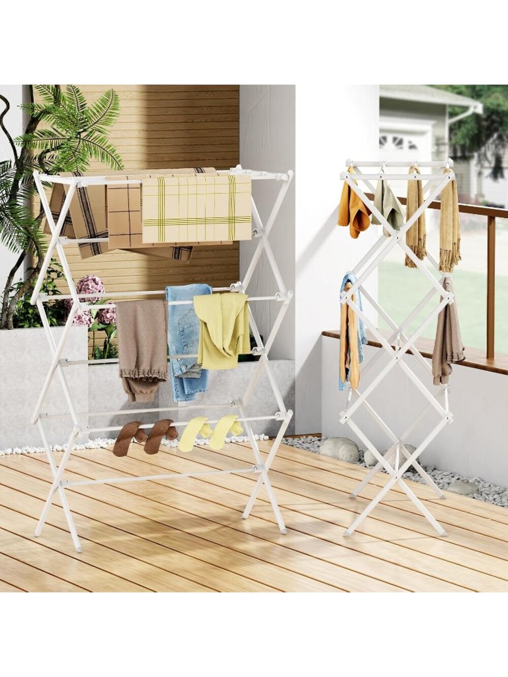 New Drying Rack Clothing, 3-Tier Clothes Drying Rack Foldable - Picture 4 of 7